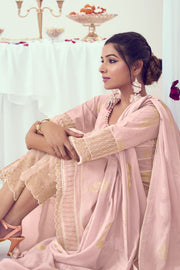 Pink Pure Cotton Foil Print With Embroidery Work Fashionable Suit